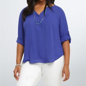 TORRID GEORGETTE PULLOVER BLOUSE - BLUE - 00